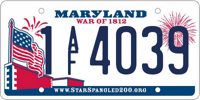 MD license plate 1AF4039