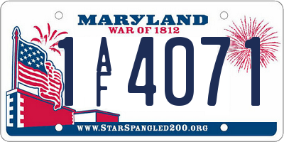 MD license plate 1AF4071