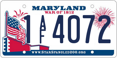 MD license plate 1AF4072