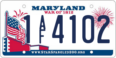MD license plate 1AF4102