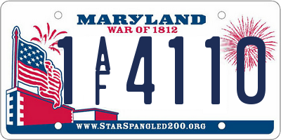 MD license plate 1AF4110