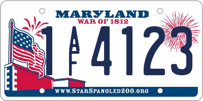 MD license plate 1AF4123
