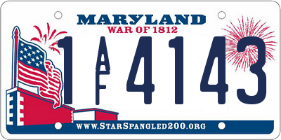 MD license plate 1AF4143