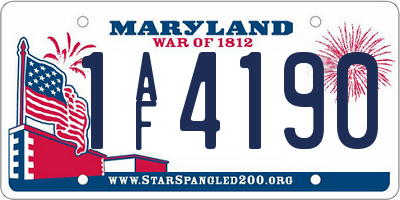 MD license plate 1AF4190