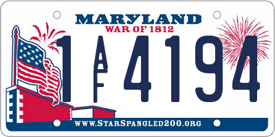 MD license plate 1AF4194