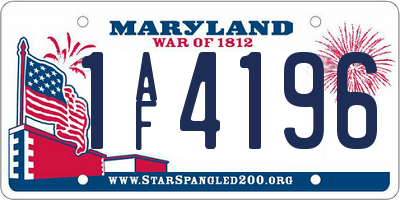 MD license plate 1AF4196