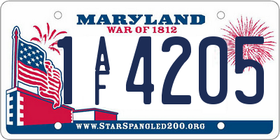 MD license plate 1AF4205