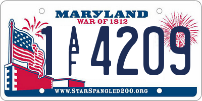 MD license plate 1AF4209