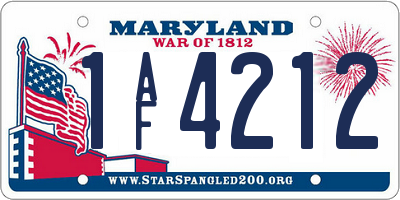 MD license plate 1AF4212