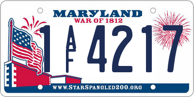 MD license plate 1AF4217