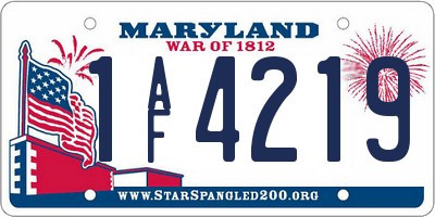 MD license plate 1AF4219