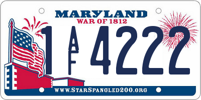 MD license plate 1AF4222