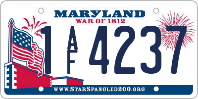 MD license plate 1AF4237