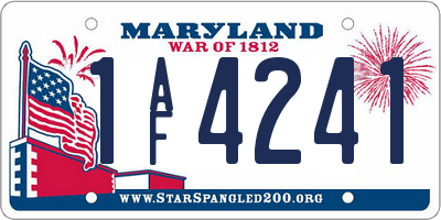 MD license plate 1AF4241