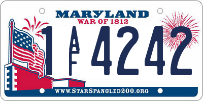 MD license plate 1AF4242