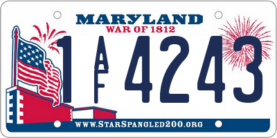 MD license plate 1AF4243