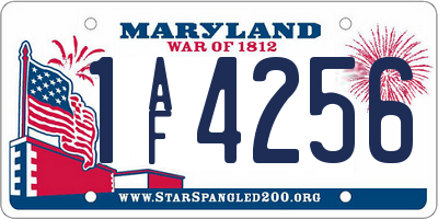 MD license plate 1AF4256