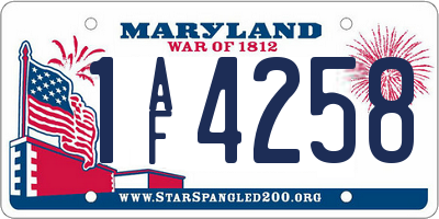 MD license plate 1AF4258