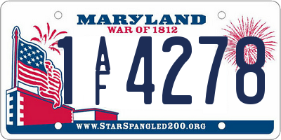MD license plate 1AF4278