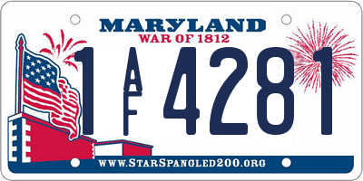 MD license plate 1AF4281