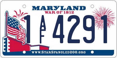 MD license plate 1AF4291