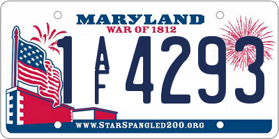 MD license plate 1AF4293