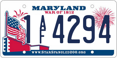 MD license plate 1AF4294
