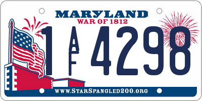 MD license plate 1AF4298