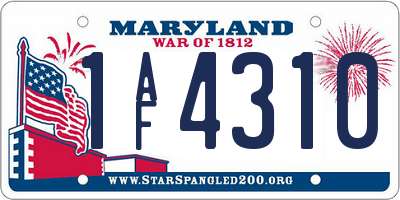 MD license plate 1AF4310