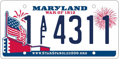 MD license plate 1AF4311