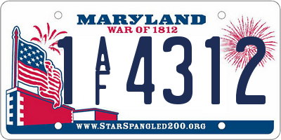 MD license plate 1AF4312