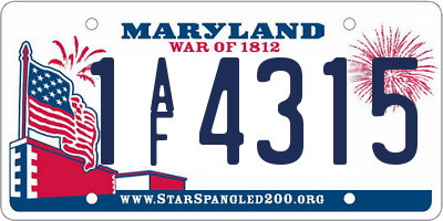 MD license plate 1AF4315