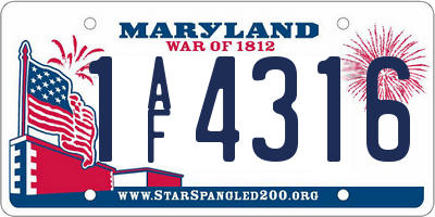 MD license plate 1AF4316