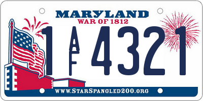 MD license plate 1AF4321