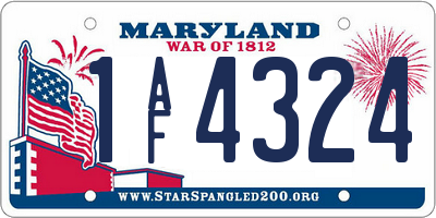 MD license plate 1AF4324