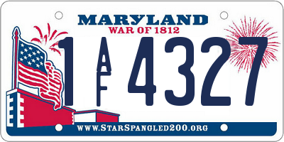 MD license plate 1AF4327
