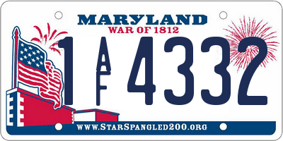 MD license plate 1AF4332
