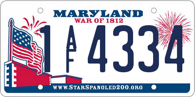 MD license plate 1AF4334