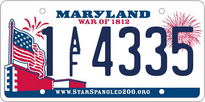 MD license plate 1AF4335