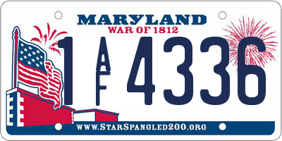 MD license plate 1AF4336