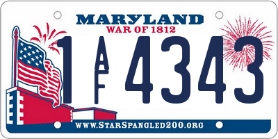 MD license plate 1AF4343