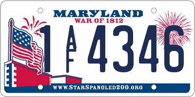 MD license plate 1AF4346