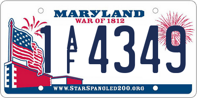 MD license plate 1AF4349