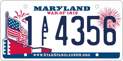 MD license plate 1AF4356