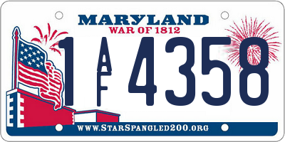 MD license plate 1AF4358