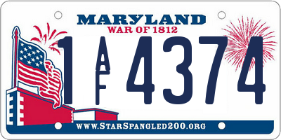 MD license plate 1AF4374