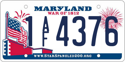 MD license plate 1AF4376
