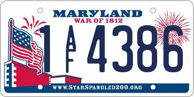 MD license plate 1AF4386