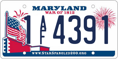 MD license plate 1AF4391