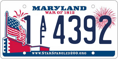 MD license plate 1AF4392